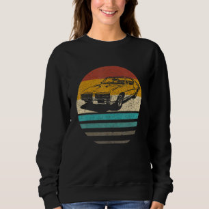 Sweatshirt Retro Vintage Sunset Car Graphisme - Hommes Femmes