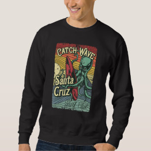 Sweatshirt Retro Vintage Surf Octopus Surboard California Sa