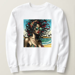 Sweatshirt Retro Woman on Beach Comédie Style Pop Art