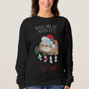 Sweatshirt Réveillez-moi quand c'est Noël mignon Sloth Snow G