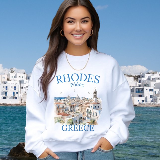 Sweatshirt Rhodes Greece Watercolor – Cozy Greek Island (Créateur téléchargé)