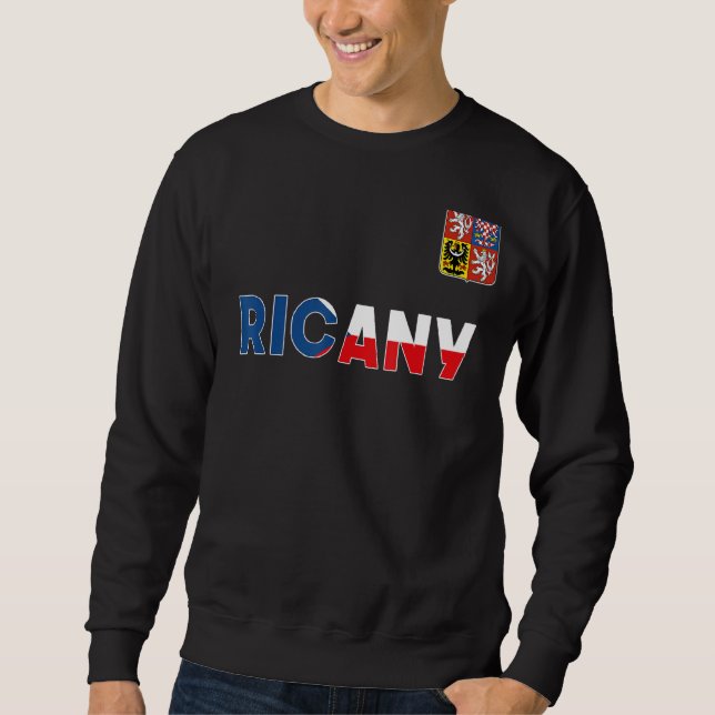 Sweatshirt Ricany République Tchèque Drapeau Cardiaque Lion T (Devant)