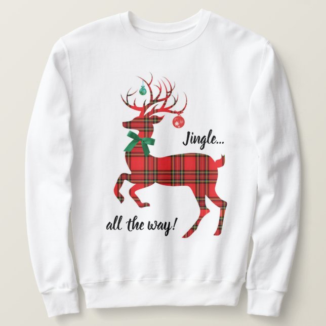 Sweatshirt Rindeer rouge plaid (Jingle tout le chemin!) (Design devant)