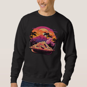 Sweatshirt Riz cantonais Retrowave 80s Coucher de soleil avec