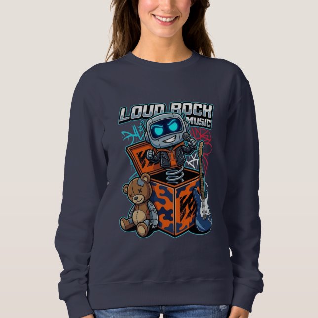 Sweatshirt Robot de musique rock bruyante (Devant)