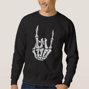 Sweatshirt Rocker Trendy Skeleton Hand Rock Sur Hallowee Amus