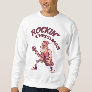 Sweatshirt Rockin Christmas, Père Noël rocking avec Guitar In