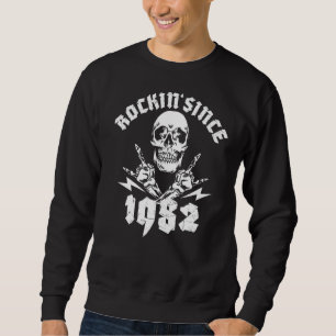 Sweatshirt Rockin' depuis 1982 40 ans vieux crâne Mains roche