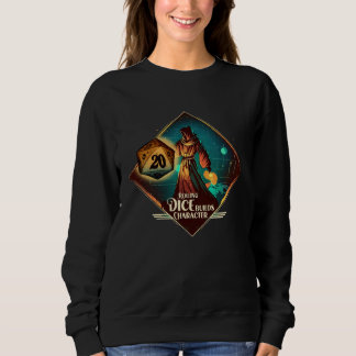 Sweatshirt Roleplaying or boardgame fantasyfigure with D20 di