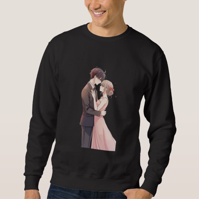 Sweatshirt Romantic Anime Couple Embrace T-Shirt (Devant)