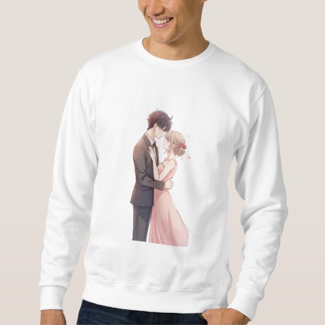Sweatshirt Romantic Anime Couple Embrace T-Shirt (Devant)