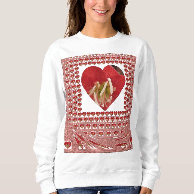 Sweatshirt Romantique Rouge Fleur Coeur Design 4 Moments spéc (Devant)