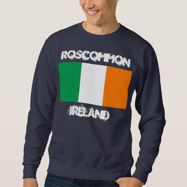 Sweatshirt Roscommon, Irlande avec drapeau irlandais (Devant)