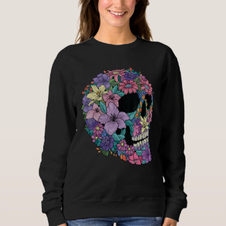 Sweatshirt Rose Fleur Florale Crâne Tatouage Occulte Goth Pas