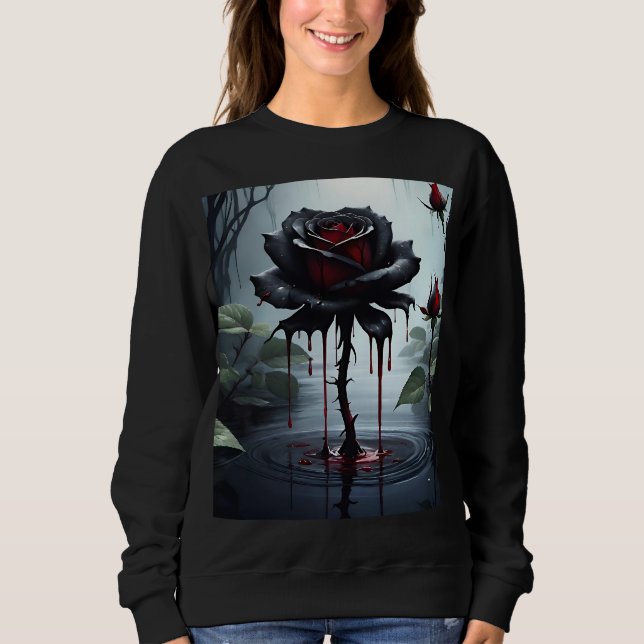Sweatshirt Rose noir Eerie (Devant)