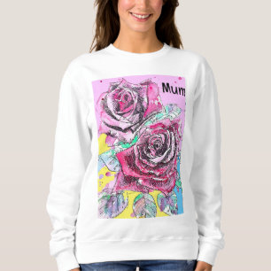 Sweatshirt Rose rouge Aquarelle couleur couleur rose chaud Ar