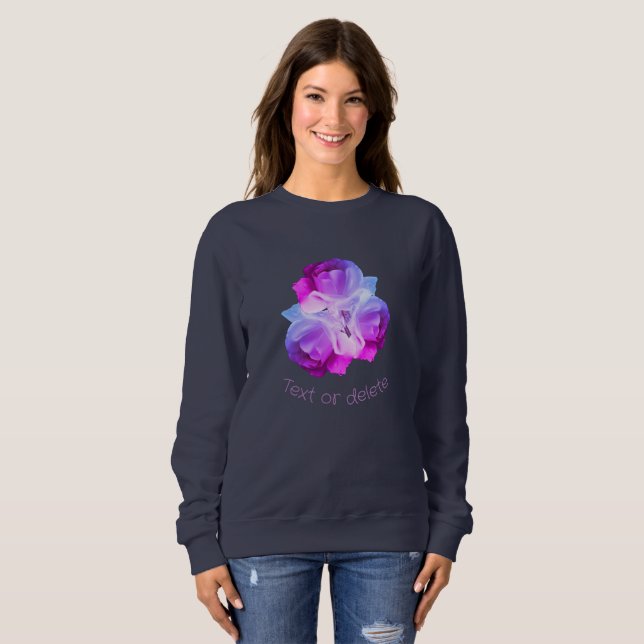 Sweatshirt Roses Blanches Avec Araignes Tintées Personnalisée (Devant entier)