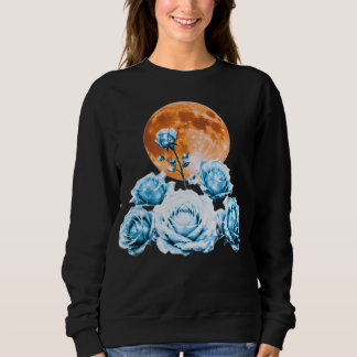 Sweatshirt Roses de glace bleues et lune de sang orange Graph