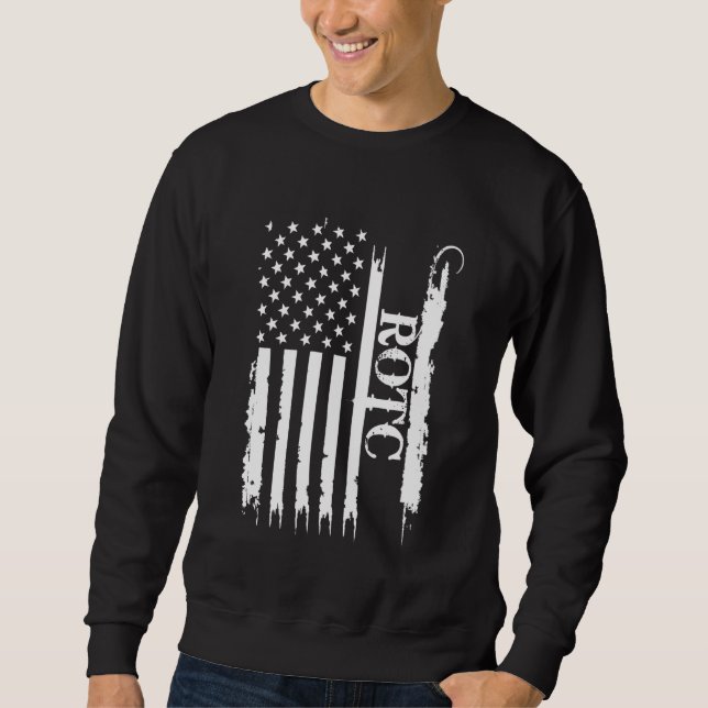 Sweatshirt ROTC États-Unis en détresse avec drapeau américain (Devant)