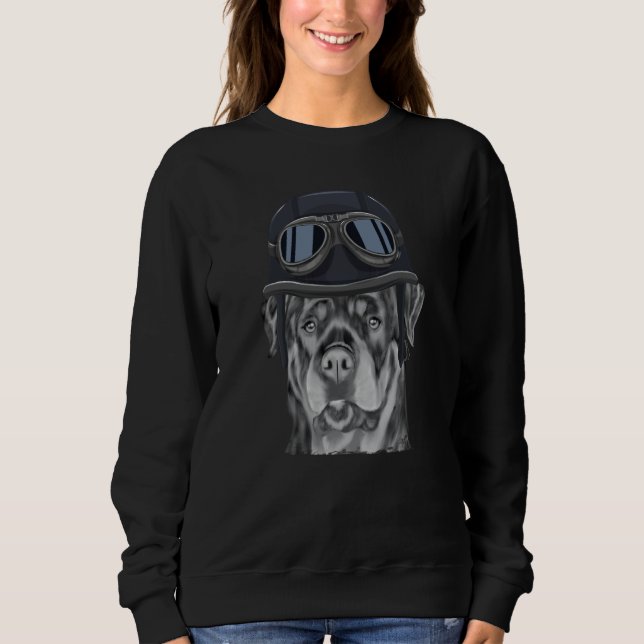 Sweatshirt Rottweiler Wearing Vintage Motorcycle Helmet (Devant)