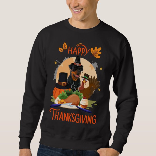 Sweatshirt Rotweiler Bon thanksgiving pèlerin Turquie (Devant)