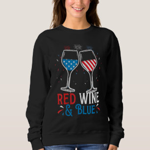 Sweatshirt Rouge Blanc Bleu Vins Vins Usa Feu d'artifice 4th