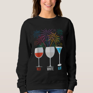 Sweatshirt Rouge Blanc Bleu Vins Vins Usa Feu d'artifice 4th