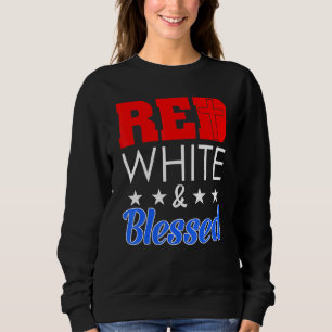 Sweatshirt Rouge Blanc Et Heureux Joyeux Jour De L'Indépendan