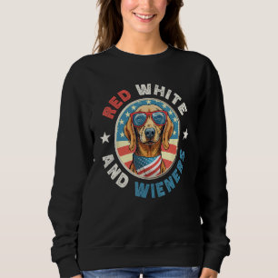 Sweatshirt Rouge Blanc et Wieners Chien saucisse Dachshund 4
