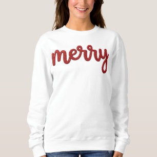 Sweatshirt Rouge Pailleté Joyeux Noël Femme Col Rond