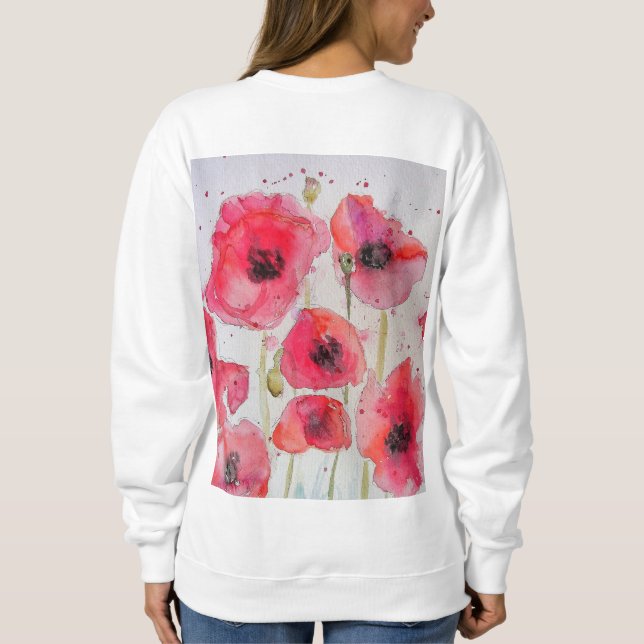 Sweatshirt Rouge Populaire floral Aquarelle Art Motif (Dos)