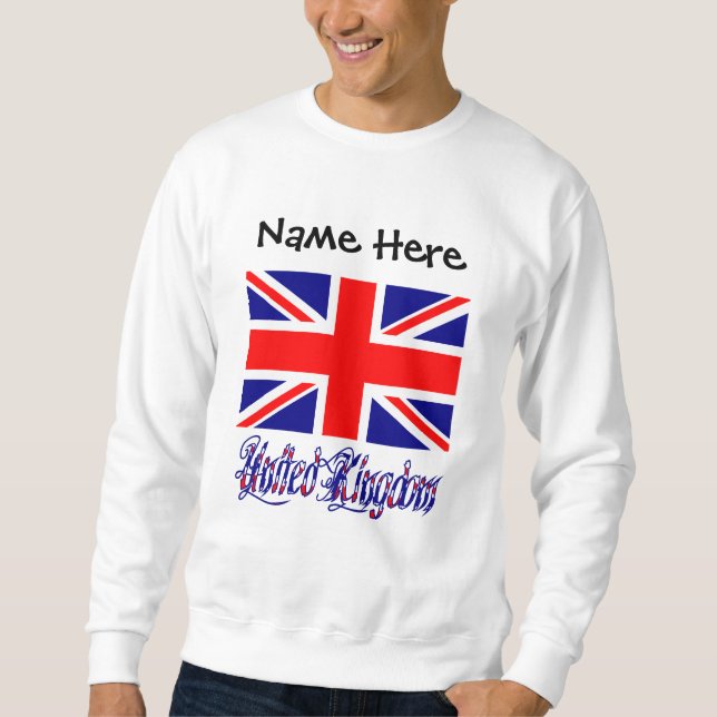 Sweatshirt Royaume-Uni Drapeau noir Personnalisation (Devant)