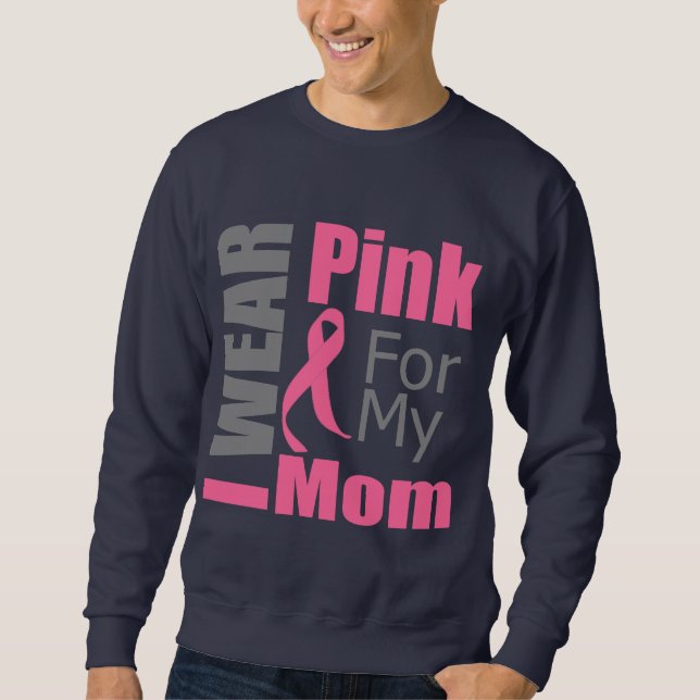 Sweatshirt Ruban de cancer du sein je porte la maman rose (Devant)
