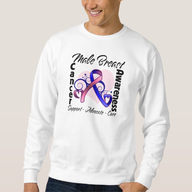 Sweatshirt Ruban de coeur - conscience masculine de cancer du (Devant)