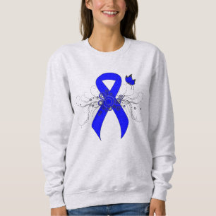 Sweatshirt Ruban de sensibilisation bleu avec papillon
