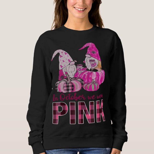 Sweatshirt Rubans Gnomes En Octobre Nous Portons Pink Breast  (Devant)