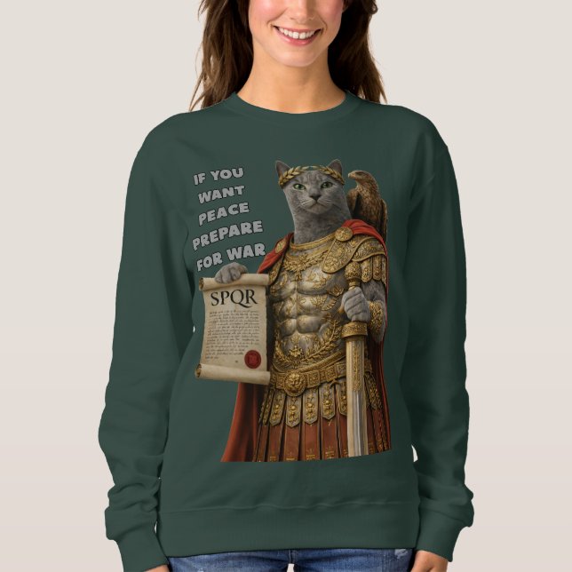 Sweatshirt Russian Blue Caesar Cat (Devant)