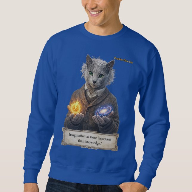 Sweatshirt Russian Blue Einstein Cat - Imagination (Devant)