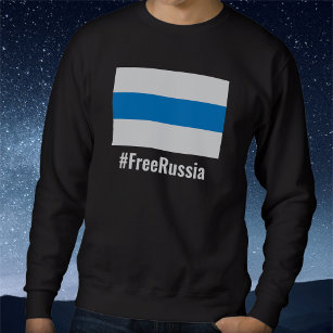 Sweatshirt Russie libre - Anglais - Bleu blanc Drapeau