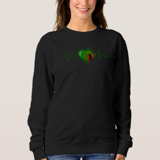 Sweatshirt Rythme Cardiaque Zambien Drapeau Zambie Hommes Fem