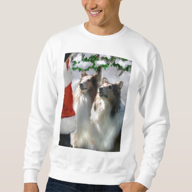 Sweatshirt Sable Rough Collie Cadeaux de Noël (Devant)