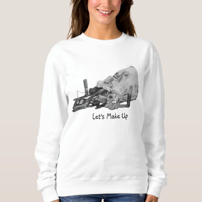 Sweatshirt sac de maquillage rétro avec slogan amusant noir e (Devant)