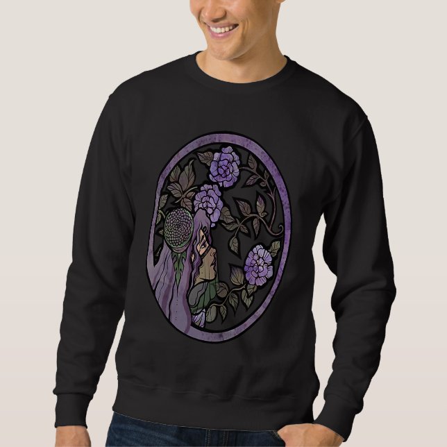 Sweatshirt Sad Goddess Purple Roses artwork (Devant)