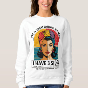 Sweatshirt Sagittarius femme avec trois côtés Drôle Drôle Tef