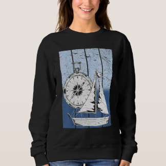 Sweatshirt Sailboat Compass Nautical Ship Skipper Captain Sai