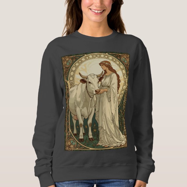 Sweatshirt Saint Brigid of Ireland With White Cow (Devant)