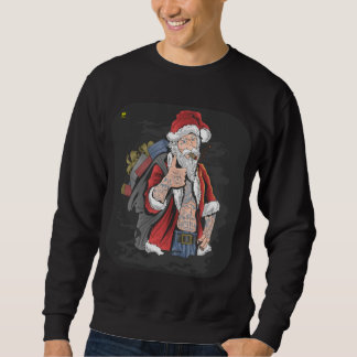 SWEATSHIRT SAINT-CLAUS TATTOUÉ DONNER DES BOUTEILLES