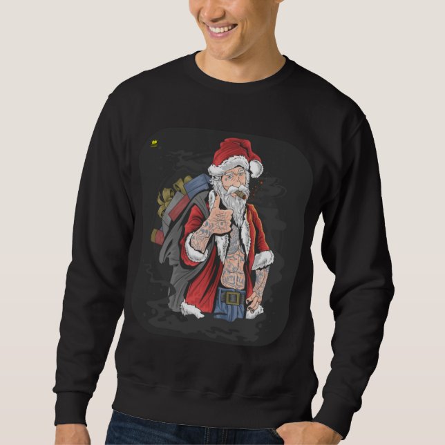 SWEATSHIRT SAINT-CLAUS TATTOUÉ DONNER DES BOUTEILLES (Devant)