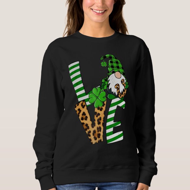 Sweatshirt Saint Patrick's Day Love Shamrocks Gnomies Lucky (Devant)