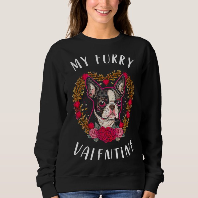 Sweatshirt Saint Valentin Boston Terrier Chien Valentine 4 (Devant)